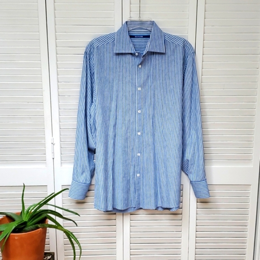 Saltaire Pinstripe Cotton Button Down Size M